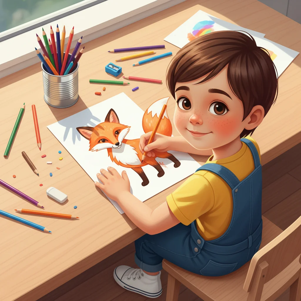 Illustration for: Step 7: Color Your Fox